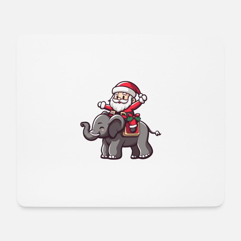 Elefant Weihnachtsmann - Mousepad (Querformat) - Weiß