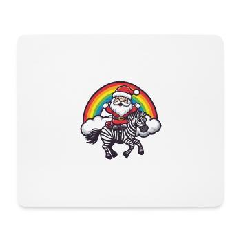 Zebra Weihnachtsmann Regenbogen - Mousepad (Querformat) - Weiß - Vorne
