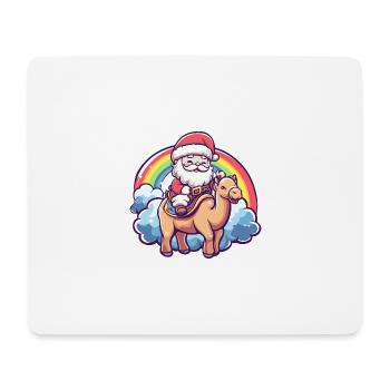 Chameau Père Noël Arc-en-ciel - Tapis de souris (format paysage) - blanc - Devant