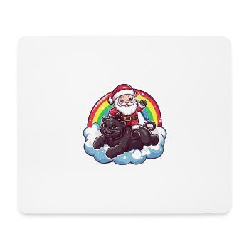 Panther Weihnachtsmann Regenbogen - Mousepad (Querformat) - Weiß - Vorne