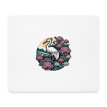 A flamingo surrounded by flowers inspired by Chinese art - Mouse Pad (horizontal) - white - Front