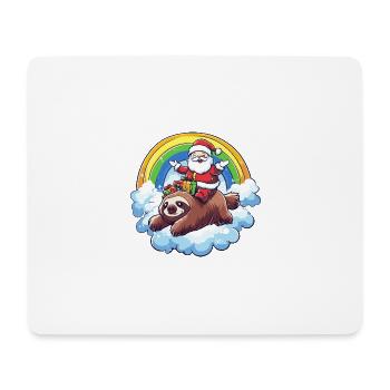 Faultier Weihnachtsmann Regenbogen - Mousepad (Querformat) - Weiß - Vorne