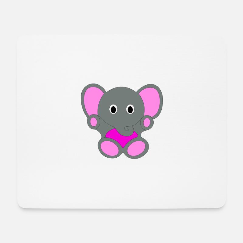 Putziger Elefant | Süss, Rosa, Mädchen - Mousepad (Querformat) - Weiß