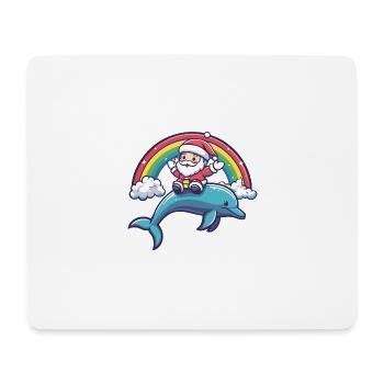 Delfin Weihnachtsmann Regenbogen - Mousepad (Querformat) - Weiß - Vorne