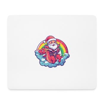 Drache Weihnachtsmann Regenbogen - Mousepad (Querformat) - Weiß - Vorne