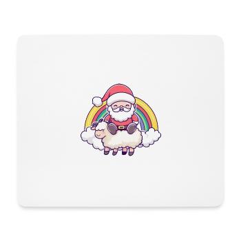 Schaf Weihnachtsmann Regenbogen - Mousepad (Querformat) - Weiß - Vorne