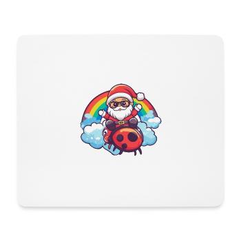 Marienkäfer Weihnachtsmann Regenbogen - Mousepad (Querformat) - Weiß - Vorne