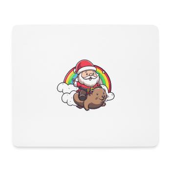 Biber Weihnachtsmann Regenbogen - Mousepad (Querformat) - Weiß - Vorne