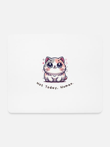 Not Today, Human – Lustiges Katzen Shirt - Mousepad (Querformat) - Weiß