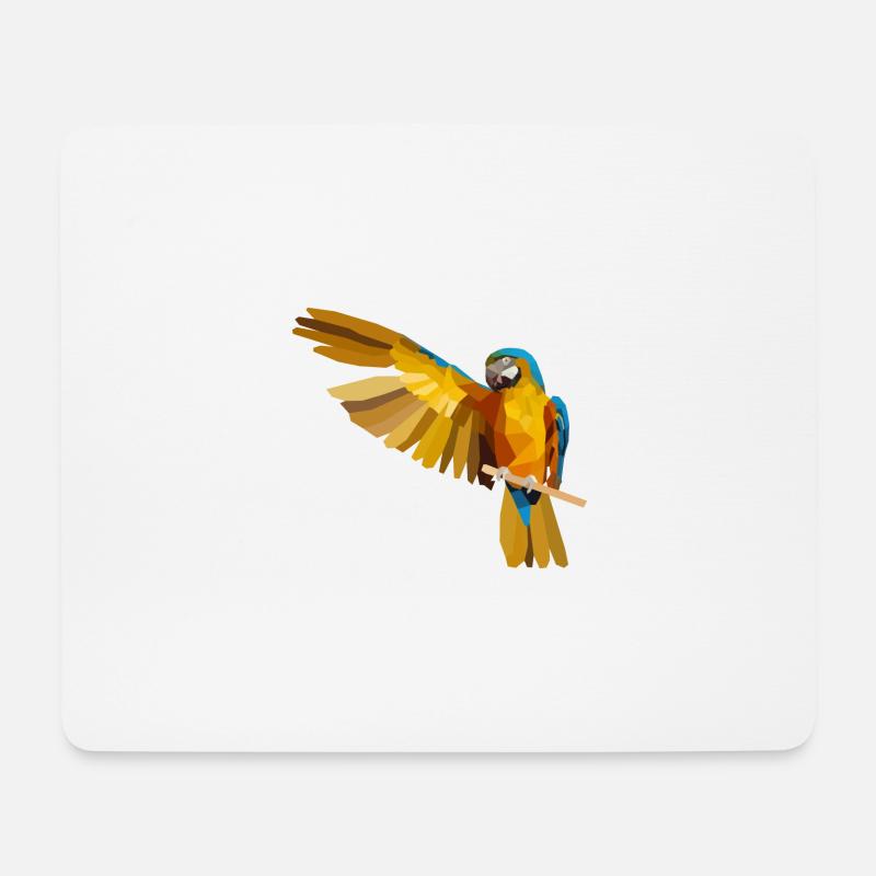 Beautiful parrot on a branch with a large wing - Mouse Pad (horizontal) - white