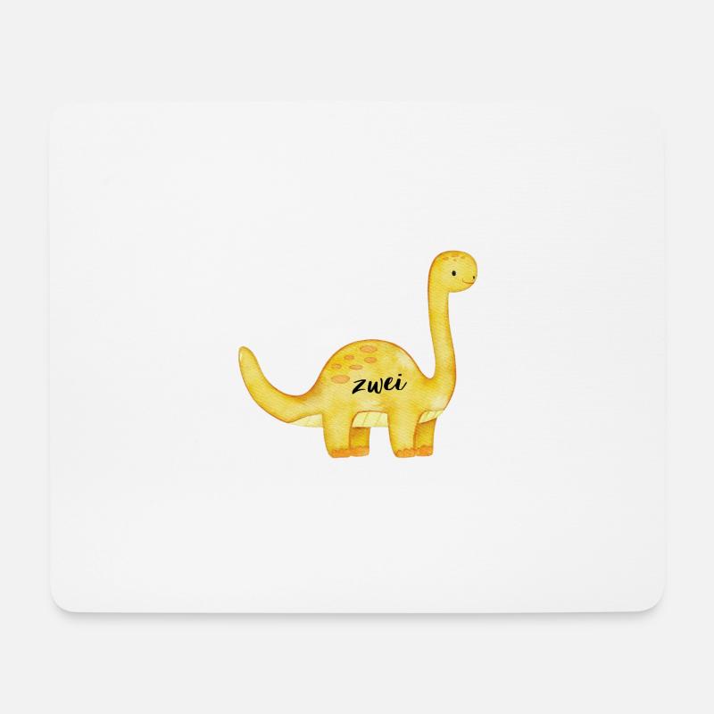 Geburtstagsaufdruck, Dino, gelb - Mousepad (Querformat) - Weiß