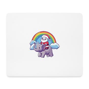 Elefant Weihnachtsmann Regenbogen - Mousepad (Querformat) - Weiß - Vorne