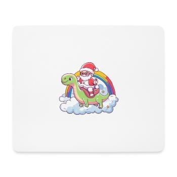 Dinosaurier brontosaurus Weihnachtsmann Regenbogen - Mousepad (Querformat) - Weiß - Vorne