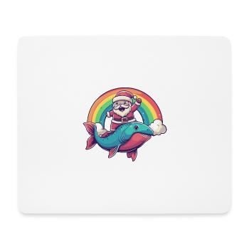 Piranha Fish Santa Claus Rainbow - Mouse Pad (horizontal) - white - Front