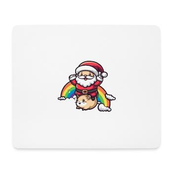 Hamster Weihnachtsmann Regenbogen - Mousepad (Querformat) - Weiß - Vorne