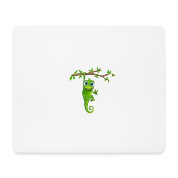 Chamäleon grün hängt am Ast - Mousepad (Querformat) - Weiß - Vorne