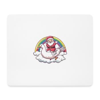Gans Weihnachtsmann Regenbogen - Mousepad (Querformat) - Weiß - Vorne