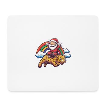 Leopard Weihnachtsmann Regenbogen - Mousepad (Querformat) - Weiß - Vorne