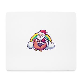 Poulet Père Noël Arc-en-ciel - Tapis de souris (format paysage) - blanc - Devant