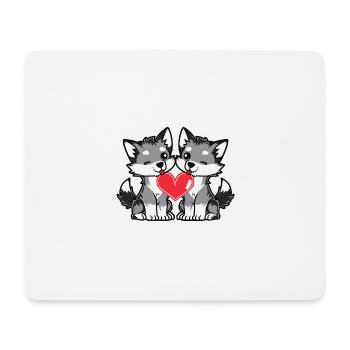 Couple de loups Saint-Valentin - Tapis de souris (format paysage) - blanc - Devant