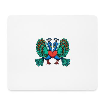 paon oiseau couple amour - Tapis de souris (format paysage) - blanc - Devant