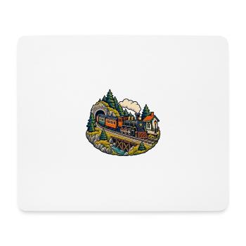 Modellbahnrunde – Kleine Züge große Freude - Mousepad (Querformat) - Weiß - Vorne