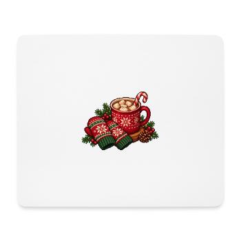 Kuschelige Weihnachtstasse mit Schneeflocken - Mousepad (Querformat) - Weiß - Vorne