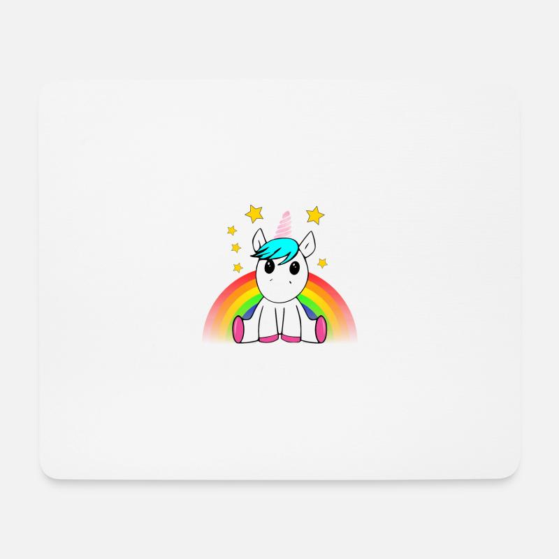 Einhorn mit Regenbogen & Sternen - Mousepad (Querformat) - Weiß