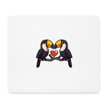 Toucan oiseau couple e Saint-Valentin - Tapis de souris (format paysage) - blanc - Devant