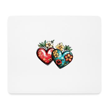 Coeurs Amour Fleurs Mariage - Tapis de souris (format paysage) - blanc - Devant