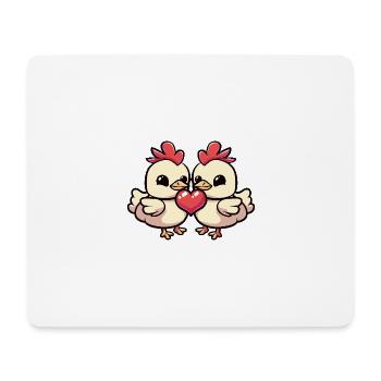 Poulet Couple Saint-Valentin - Tapis de souris (format paysage) - blanc - Devant