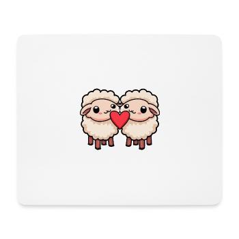 Couple de moutons Saint-Valentin - Tapis de souris (format paysage) - blanc - Devant