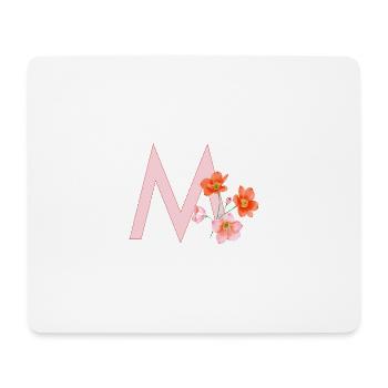 M mit Blumen - Mousepad (Querformat) - Weiß - Vorne
