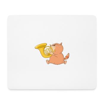 Katze spielt Musik - Mousepad (Querformat) - Weiß - Vorne