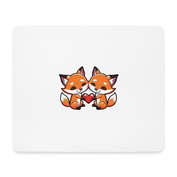 Couple Renard Saint-Valentin - Tapis de souris (format paysage) - blanc - Devant