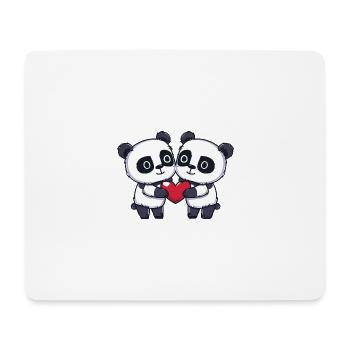 Panda Couple Saint-Valentin - Tapis de souris (format paysage) - blanc - Devant