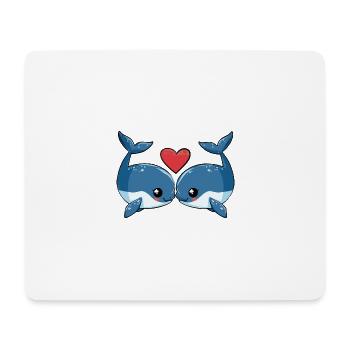 Wal Paar Valentinstag - Mousepad (Querformat) - Weiß - Vorne
