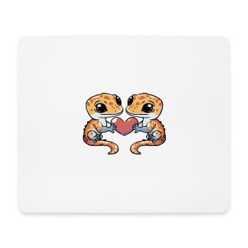 Couple de lézards amoureux Gecko lézard Saint-Valentin - Tapis de souris (format paysage) - blanc - Devant