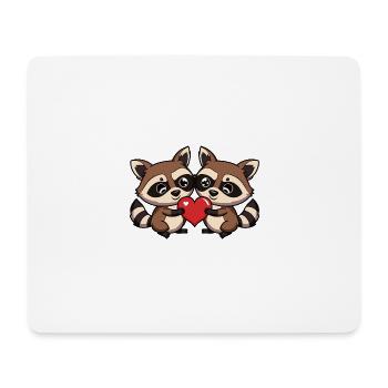 Raccoon Couple Valentine's Day - Mouse Pad (horizontal) - white - Front