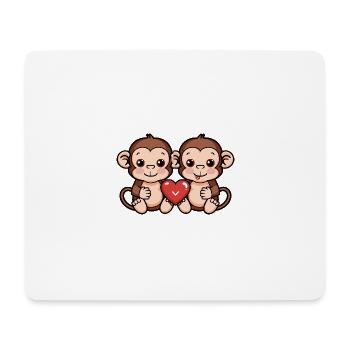 Monkey Couple Valentine's Day - Mouse Pad (horizontal) - white - Front