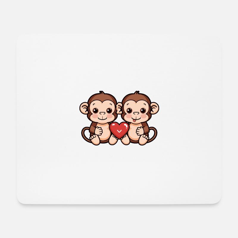 Affe Paar Valentinstag - Mousepad (Querformat) - Weiß