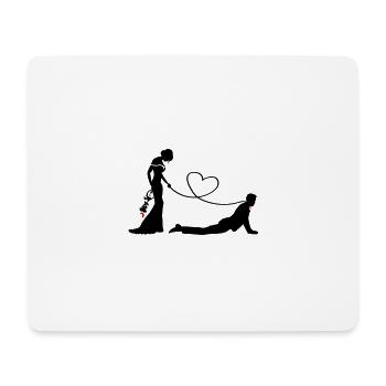 Hochzeit Brautpaar Leine Herz - Mousepad (Querformat) - Weiß - Vorne