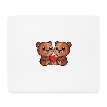 Couple d’ours Saint-Valentin - Tapis de souris (format paysage) - blanc - Devant