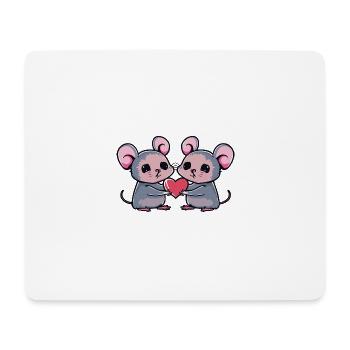 Maus Paar Valentinstag - Mousepad (Querformat) - Weiß - Vorne