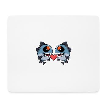 Piranha Paar Fische Valentinstag - Mousepad (Querformat) - Weiß - Vorne