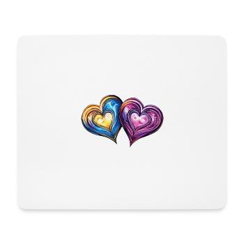 Bunte Herzen Liebe Ehe - Mousepad (Querformat) - Weiß - Vorne