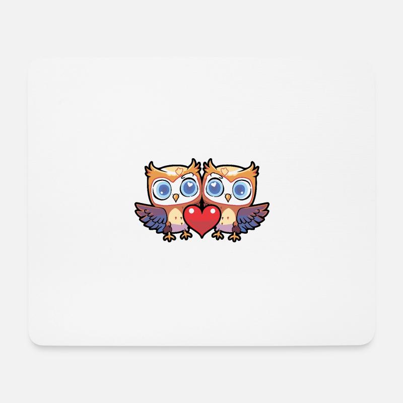 Eule Paar Valentinstag - Mousepad (Querformat) - Weiß