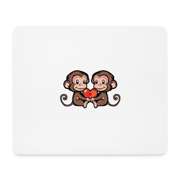 Cœur de Singe En Amour Saint Valentin - Tapis de souris (format paysage) - blanc - Devant