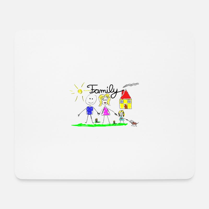 Familie Strichzeichnung - Mousepad (Querformat) - Weiß