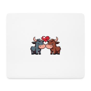 Stier Paar Valentinstag - Mousepad (Querformat) - Weiß - Vorne